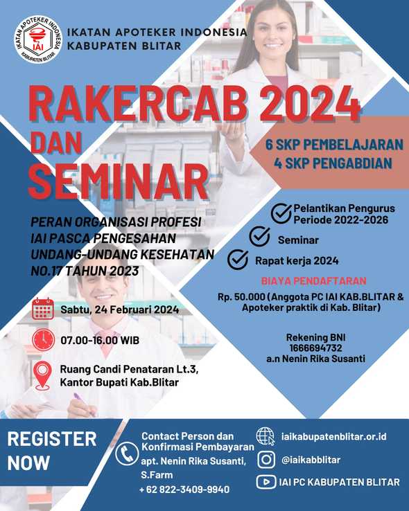 Flyer Seminar dan Rakercab 2024 IAI Kabupaten Blitar